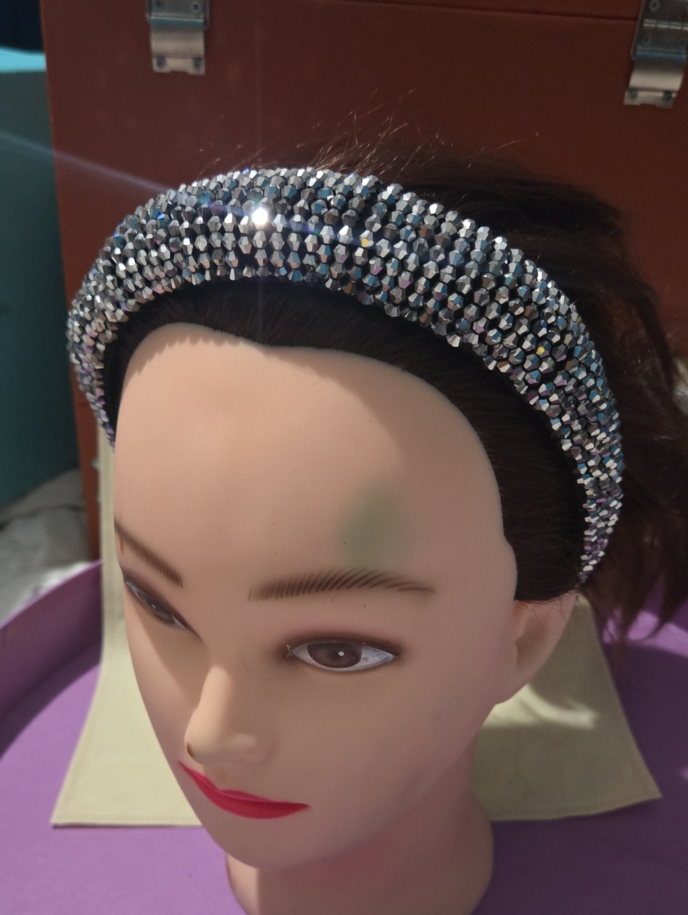 Crystal Padded Headband in Silver Sparkle